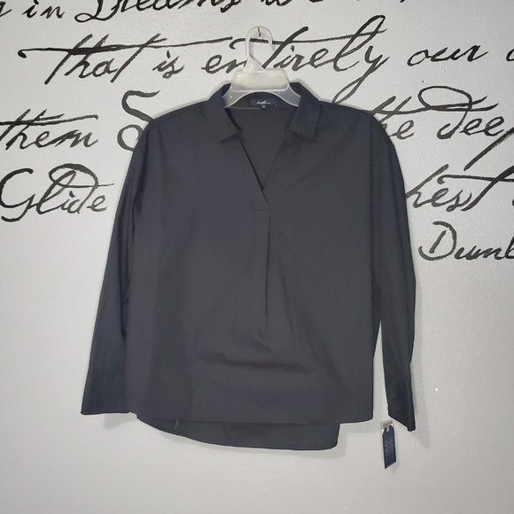 NWT Black Boyfriend Blouse, Long Sleeve from Angels Forever Young, Lg - Picture 1 of 5